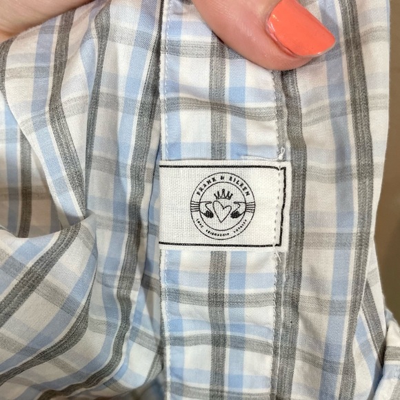 Frank & Eileen Frank Classic Button Up Shirt Tailored Fit Checkered Blue/Gray - Picture 5 of 9